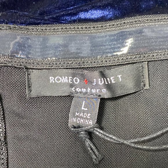 NWT Romeo & Juliet Couture Navy Velvet Off Shoulder Dress Large  Large - Picture 12 of 15